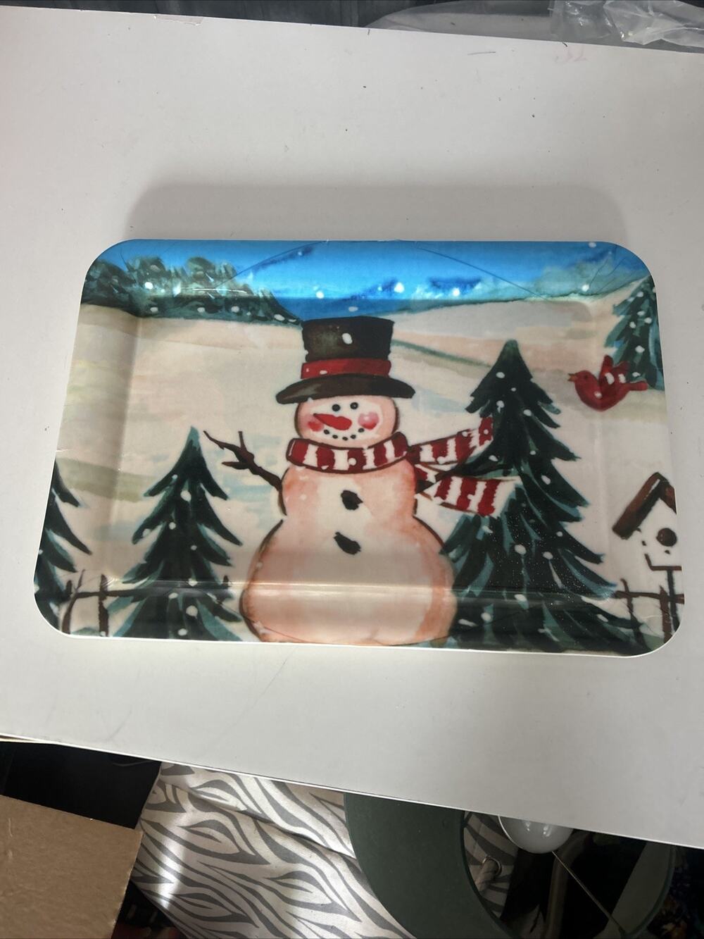 Regent Products Snowman Fiberglass 16-2/2x11-1/2” Serving Trays. Nice
